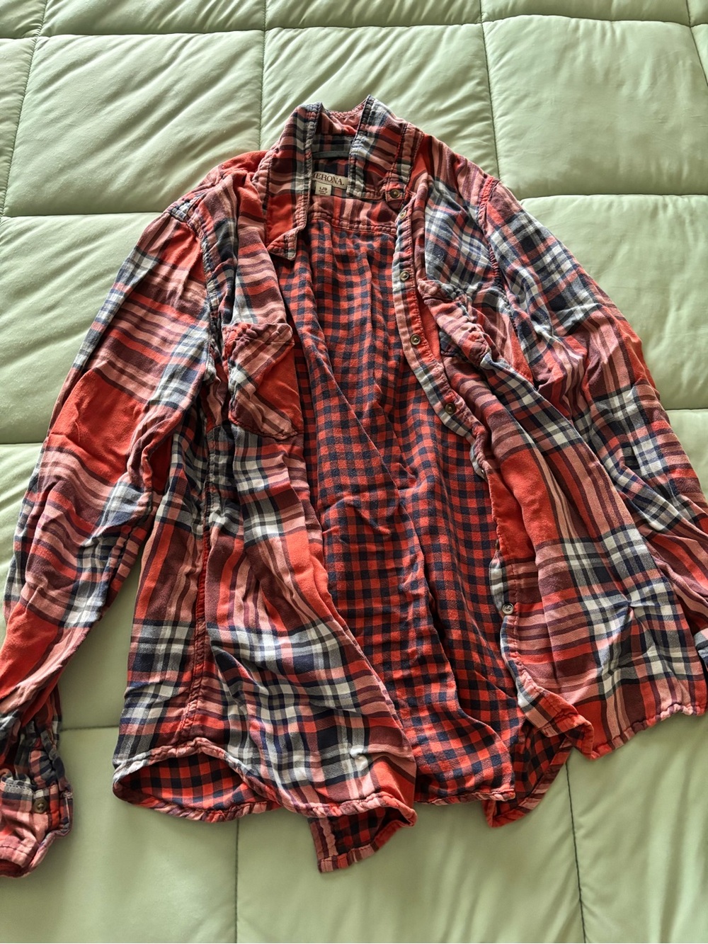 Merona Red and Navy Plaid Button-Up Shirt